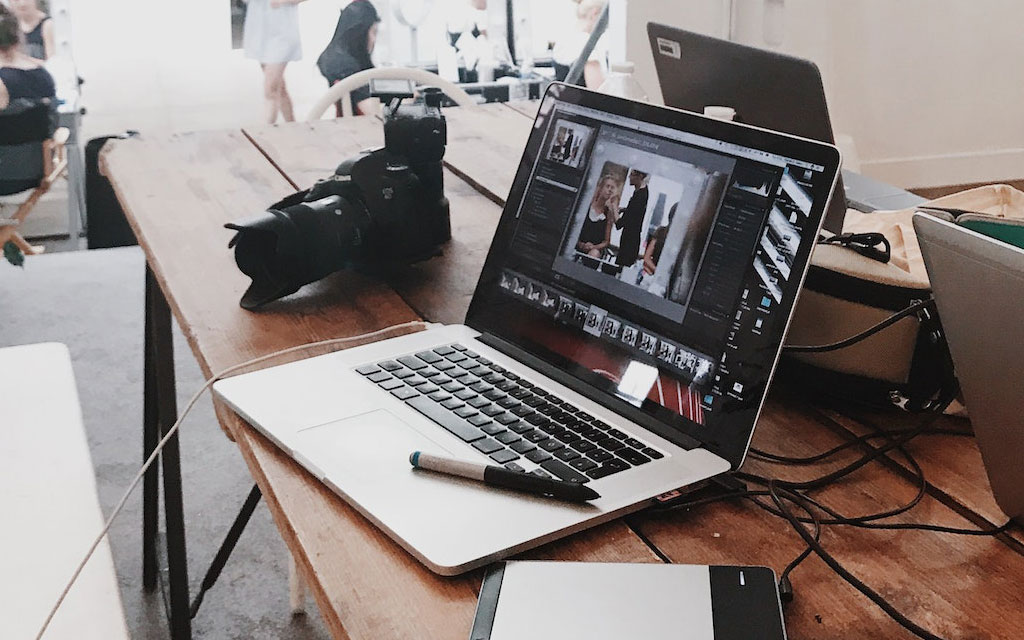 Open laptop on a desk